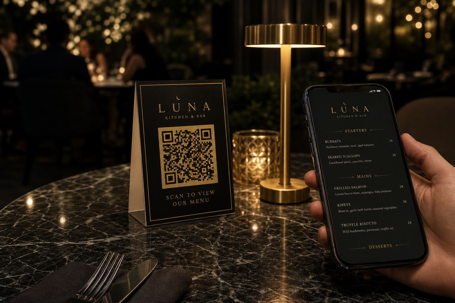 Masada QR kod ve telefon menü